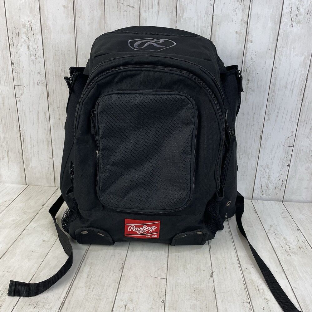 Rawlings Baseball Softball Backpack Equipment Bag Bat Storage Black